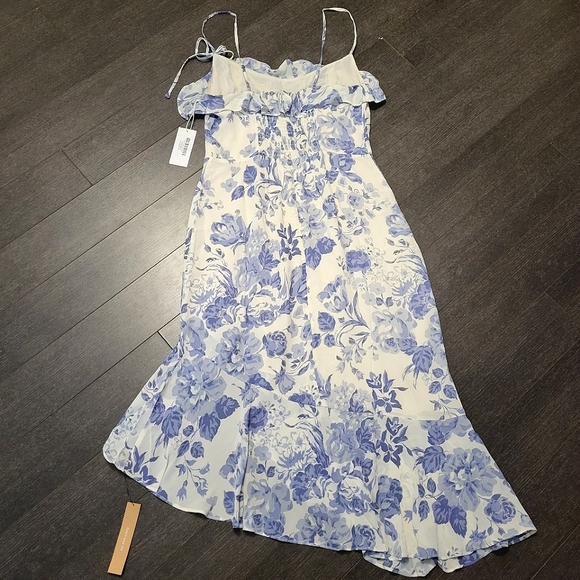 Reformation Liana Asymmetric Ruffled Floral-print Dress - Picture 9 of 16